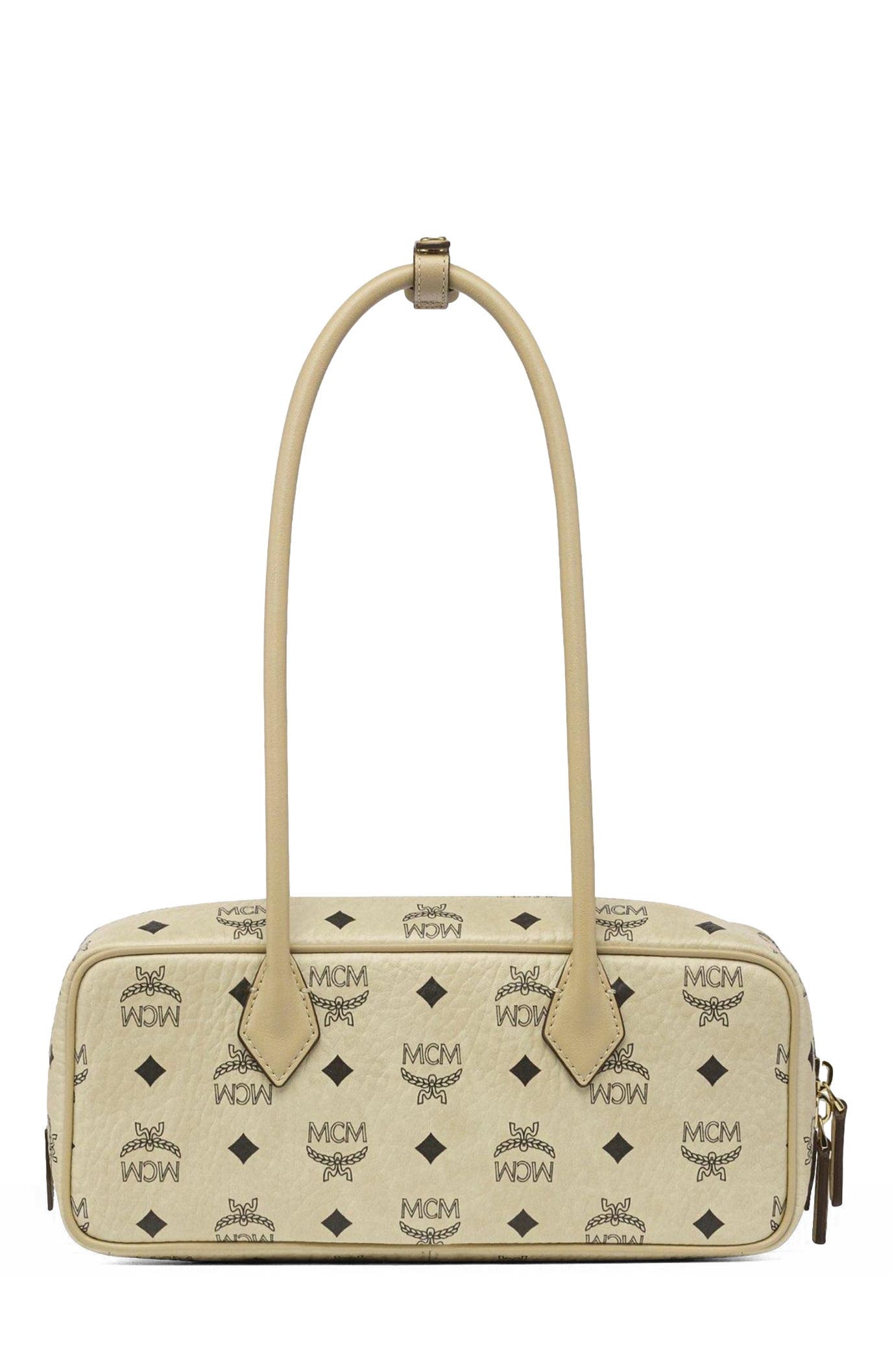 Small Aren East West Shoulder Bag in Visetos, Alternate, color, Beige