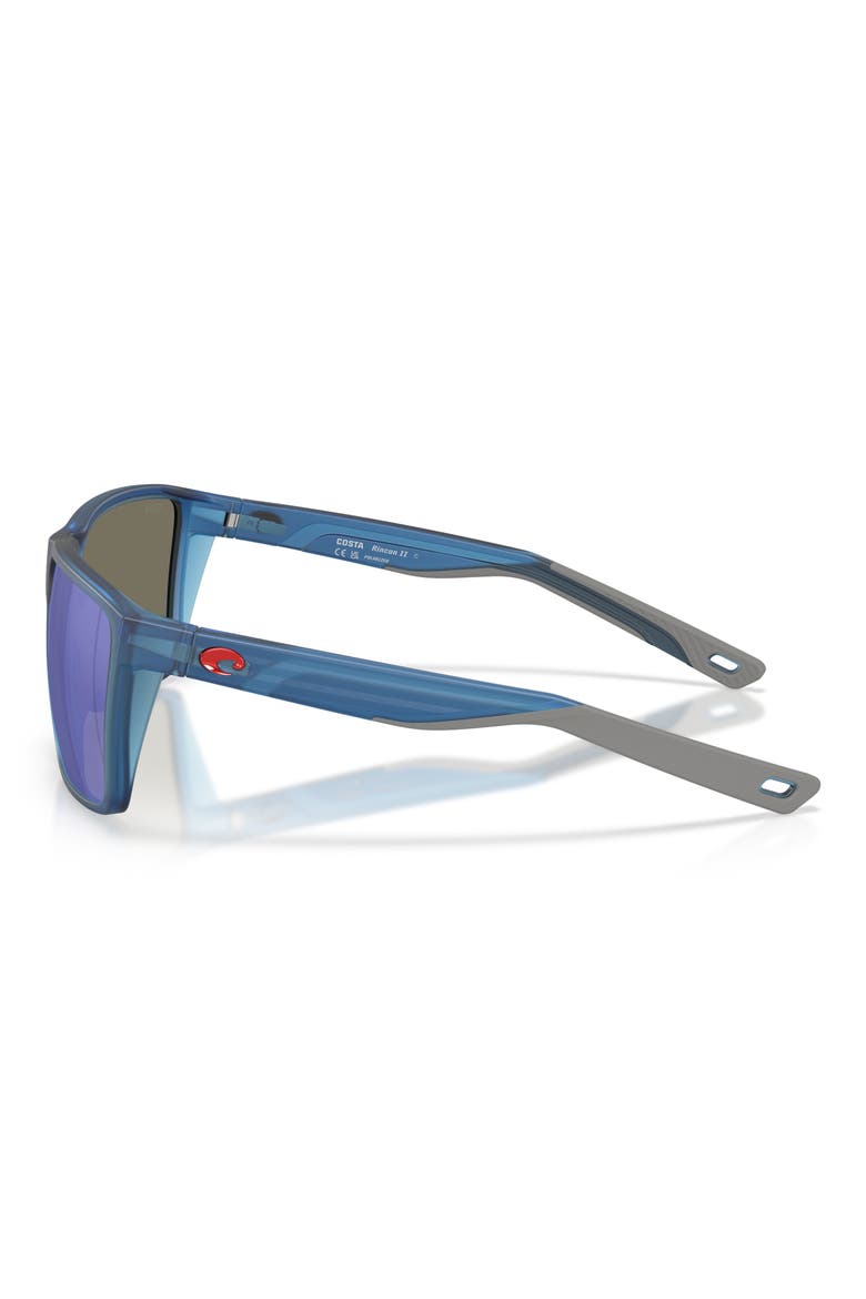 Rincon II 64mm Mirrored Polarized Oversize Rectangular Sunglasses, Alternate, color, TRANSLUCENT BLUE / BLUE 580G