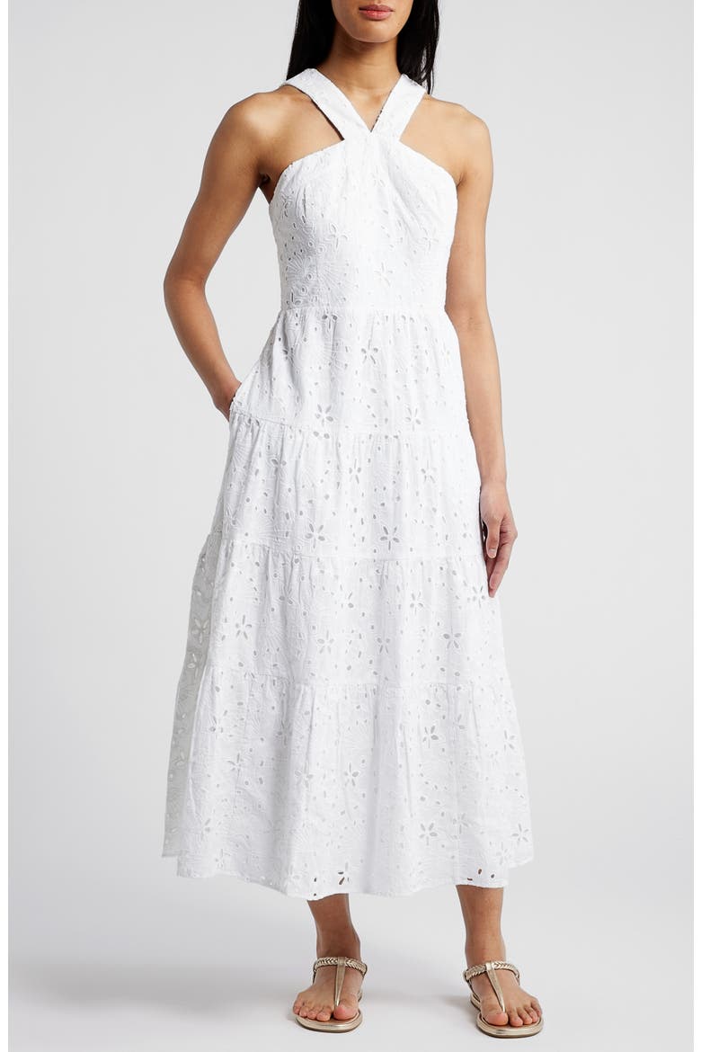 lilly pulitzer white halter dress Pulitzer® Jenette Eyelet Embroidered Sundress (Women) Wedding Destination Dresses