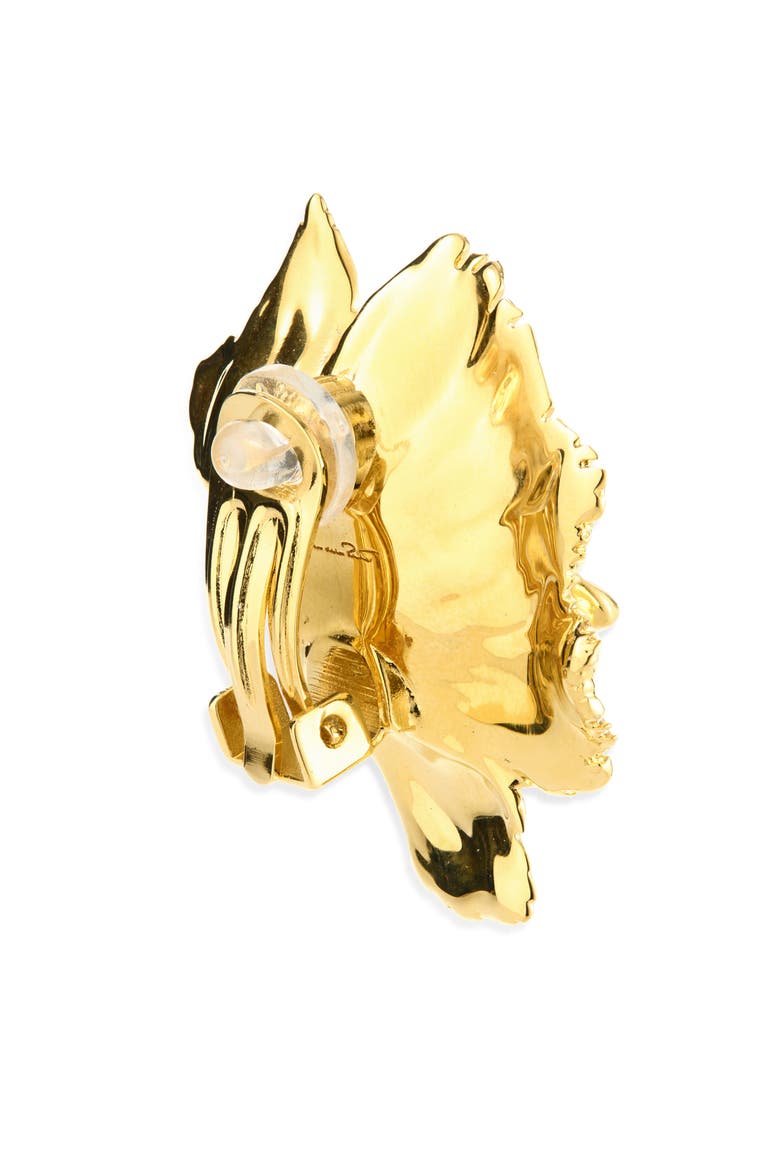 Wild Poppy Faux Pearl Clip-On Earrings, Alternate, color, GOLD