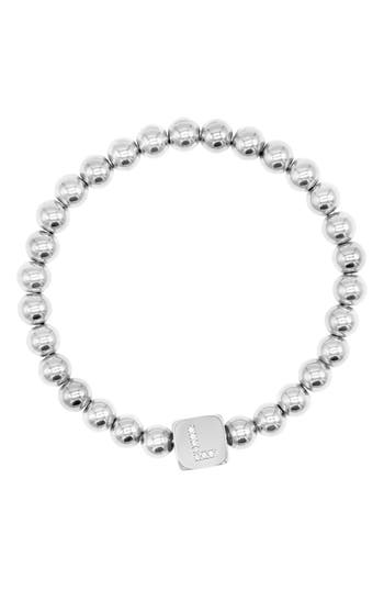 Adornia Crystal Initial Stretch Bracelet In Silver-l