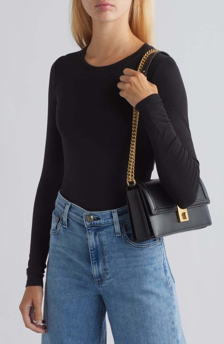 COACH Hutton Box Leather Shoulder Bag, Alternate, color,