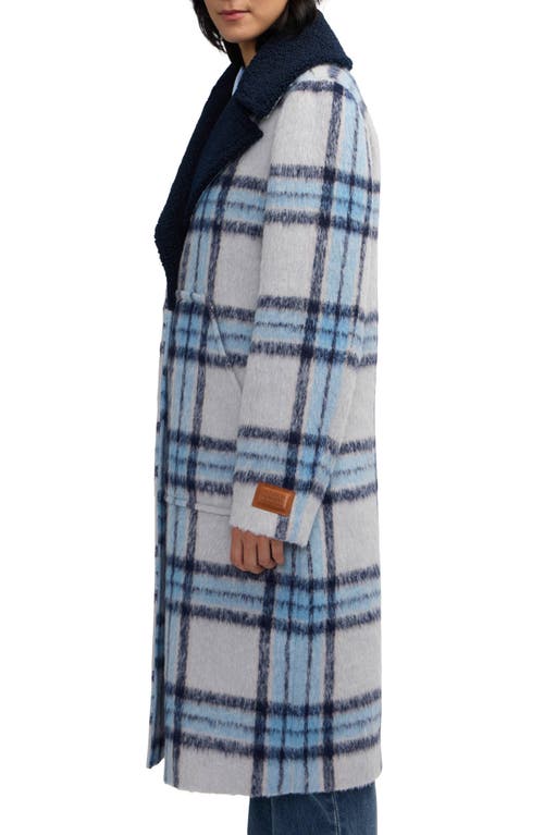 Scotch & Soda Alida Faux Shearling Collar Overcoat In Blue
