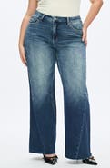 Bayeas High Waist Raw Hem Wide Leg Jeans