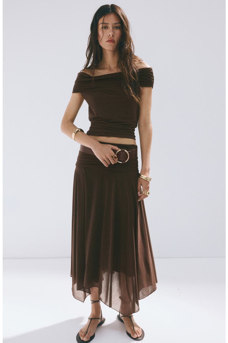 Off-the-Shoulder Top, Alternate, color, BROWN