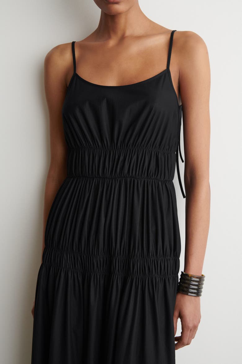 Gathered Jersey Midi Dress, Alternate, color, BLACK