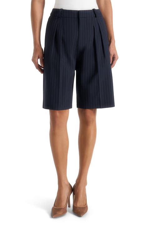 Lorette Pinstripe Double Pleat Tailored Shorts