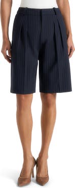 Manière De Voir Lorette Pinstripe Double Pleat Tailored Shorts