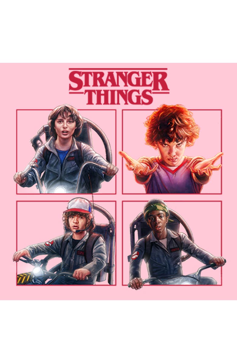 Stranger Things Girl's Stranger Things Character Squares  Graphic T-Shirt, Alternate, color, Light Pink