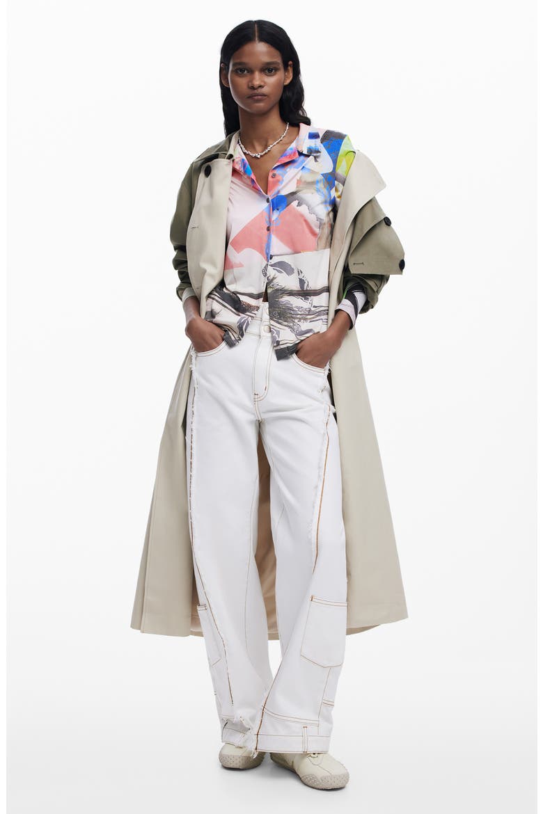 Abstract Print Button-Up Shirt, Alternate, color, WHITE MULTI