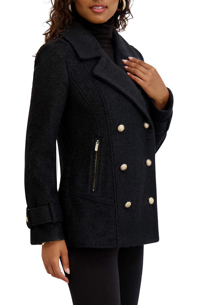 Kensie Bouclé Peacoat, Alternate, color, Black