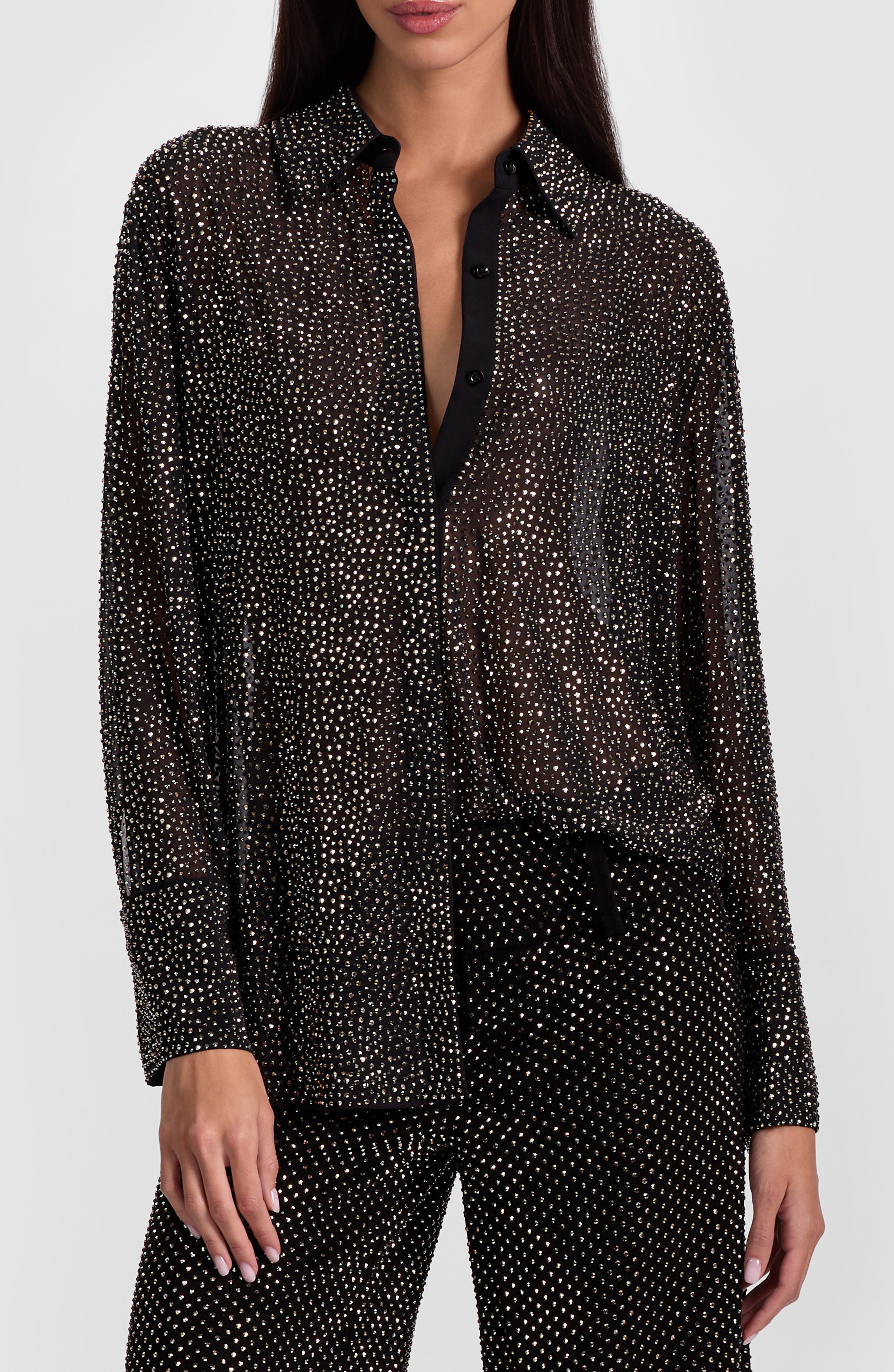 Crystal Detail Button-Up Shirt