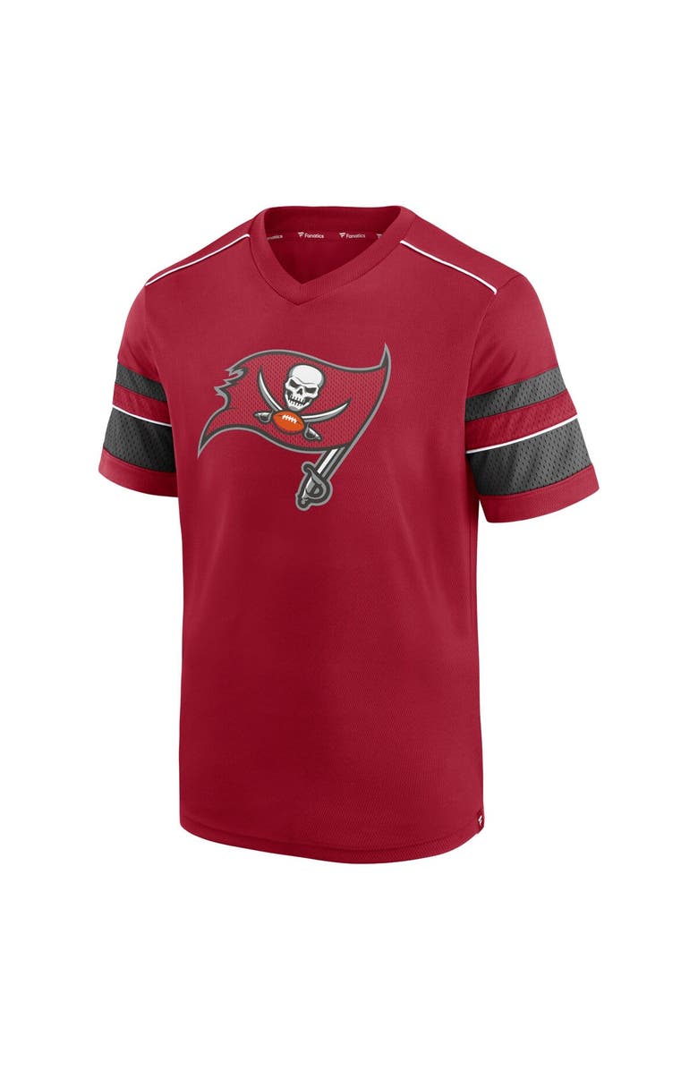 FANATICS Men's Fanatics Branded Red Tampa Bay Buccaneers Textured Hashmark V-Neck T-Shirt, Alternate, color, Red