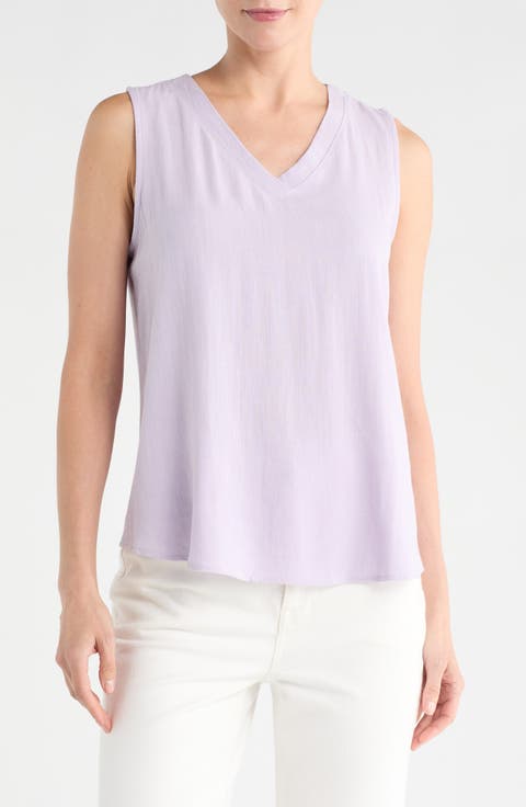 Linen V-Neck Sleeveless Tank Top
