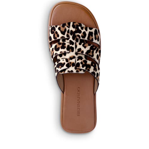 Shop Bernardo Footwear Tamer Haircalf Slip-on Sandal In Cream Leopard