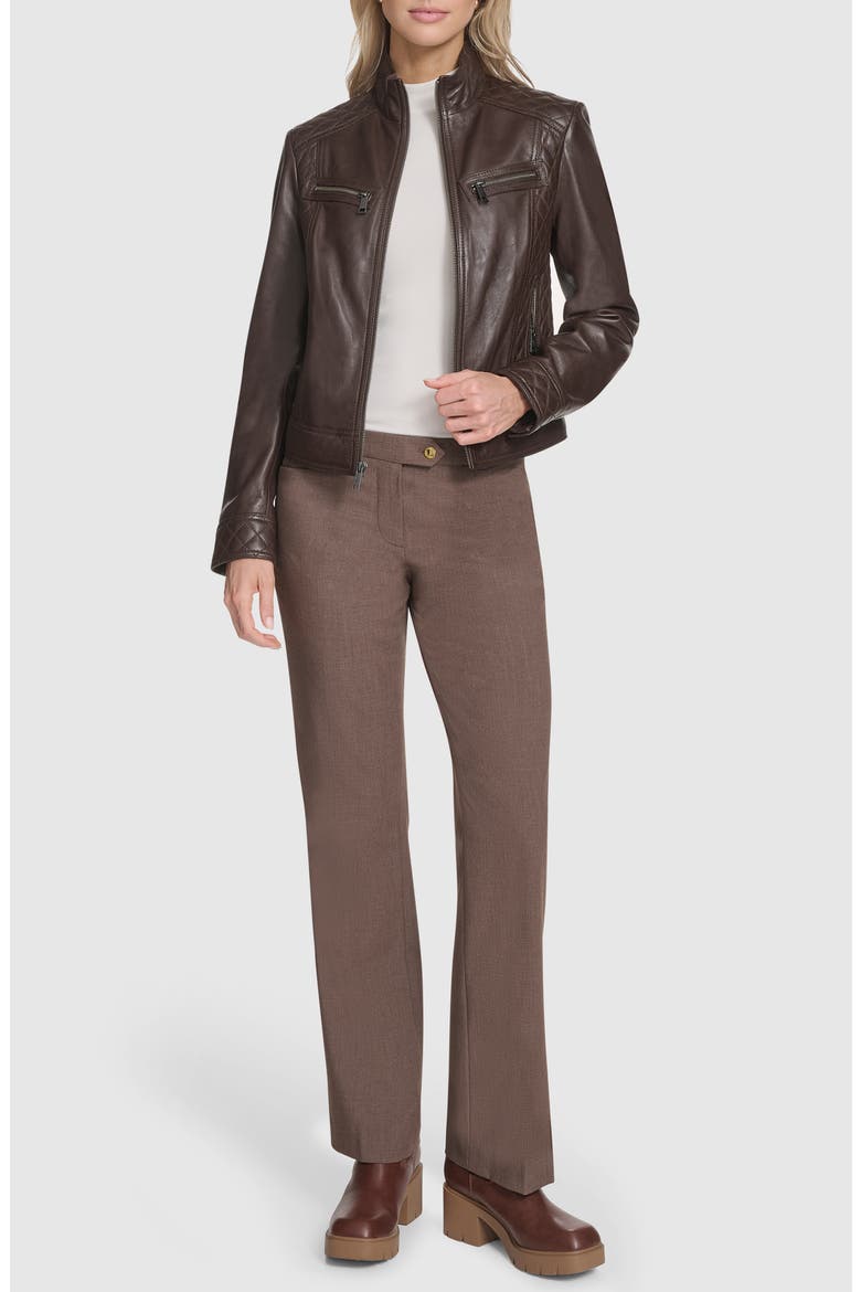 Mikel Racer Leather Jacket, Alternate, color, CHESTNUT