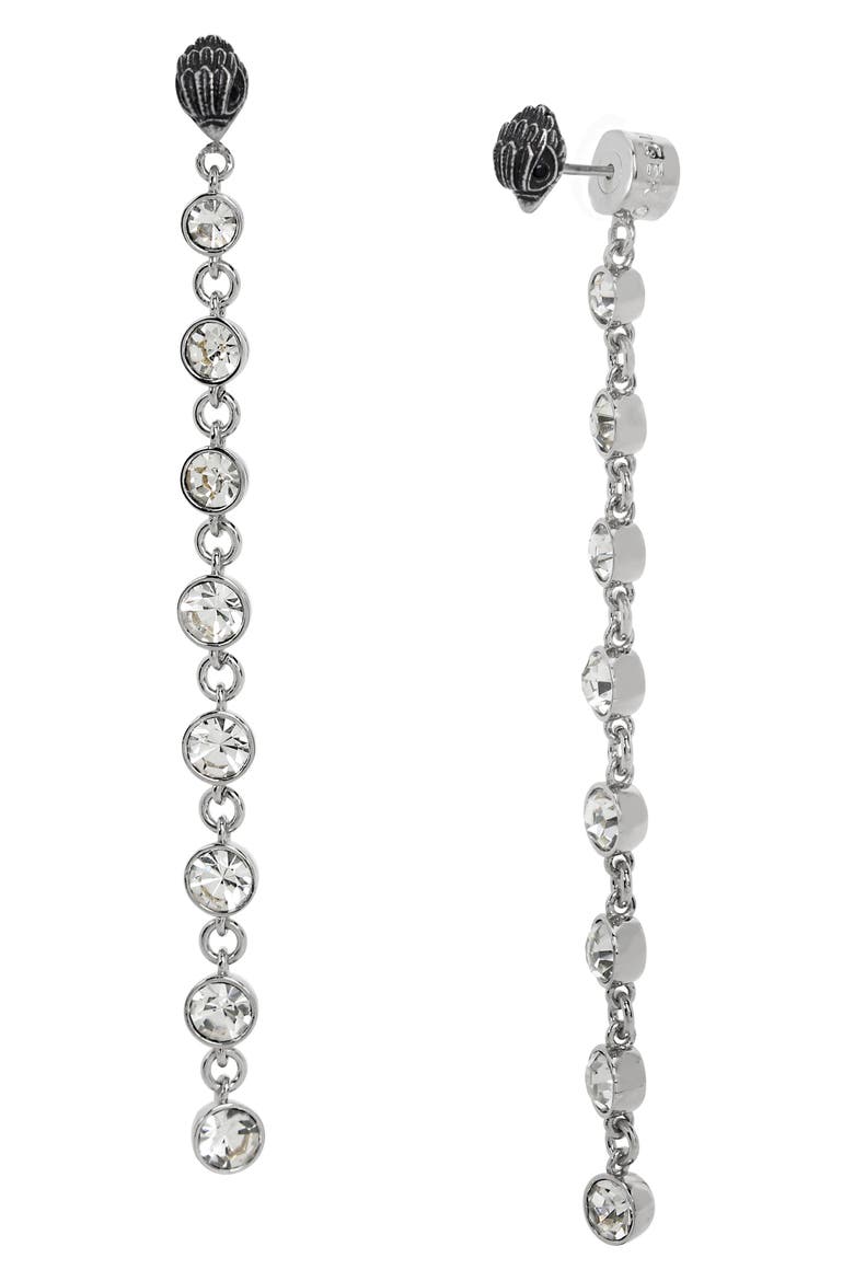 Eagle Head Front/Back Linear Earrings, Main, color, CRYSTAL