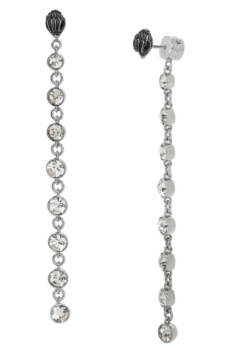 Kurt Geiger London Eagle Head Front/Back Linear Earrings, Main, color, Crystal
