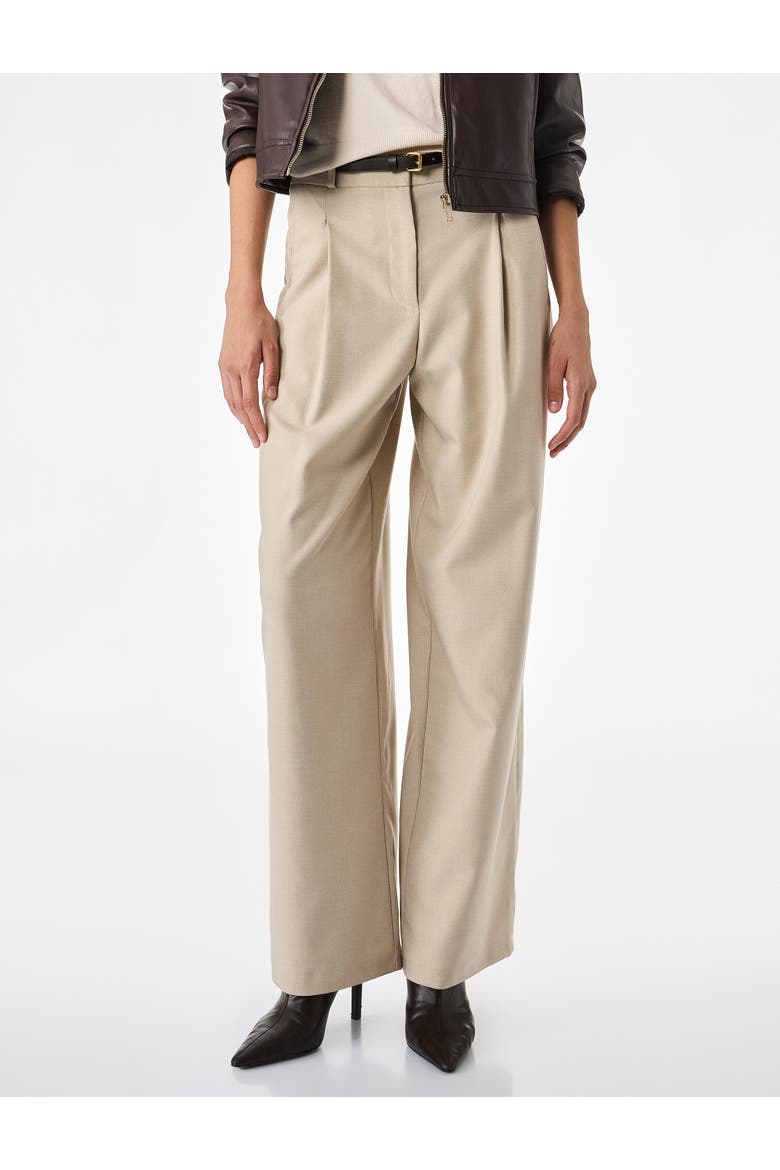 Wide Leg Tailored Trousers with Belt, Alternate, color, BEIGE