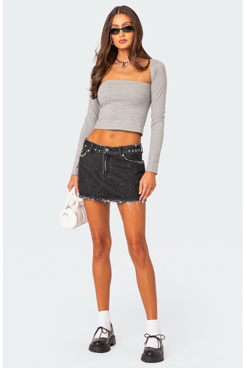 Wide Square Neck Crop Top, Alternate, color, GRAY MELANGE