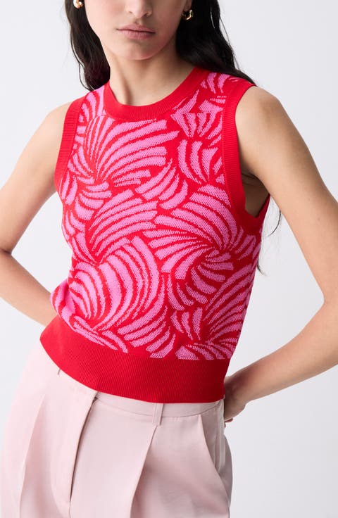 Thyago Abstract Jacquard Sleeveless Sweater