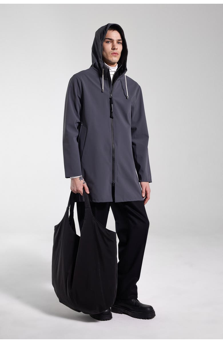 Stutterheim Stockholm Lightweight Zip Matte Raincoat, Alternate, color, Metal
