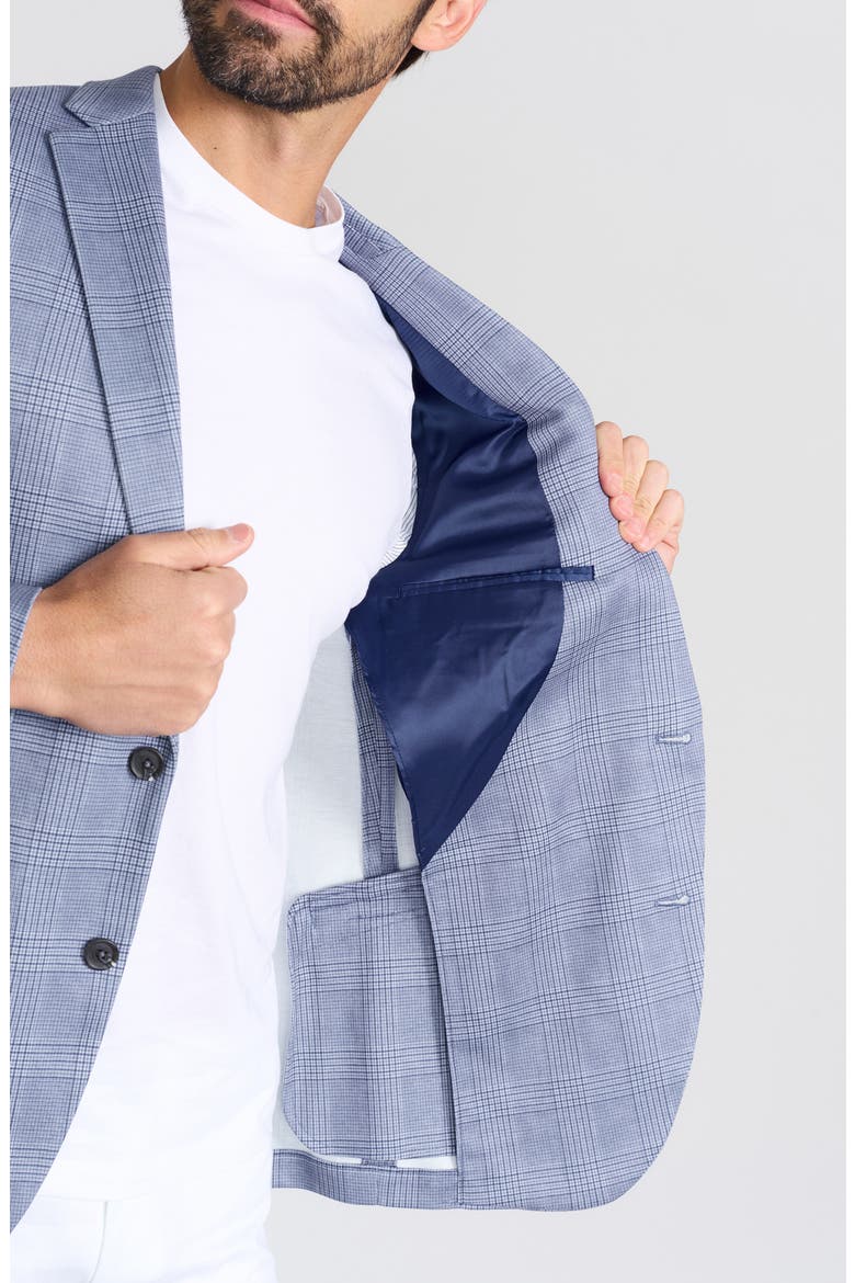 Shoreditch Plaid Knit Blazer, Alternate, color, BLUE