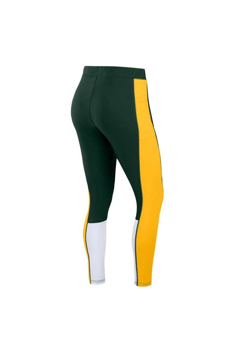 Women's WEAR by Erin Andrews Green/Yellow Green Bay Packers Color-Block Leggings, Alternate, color, Green