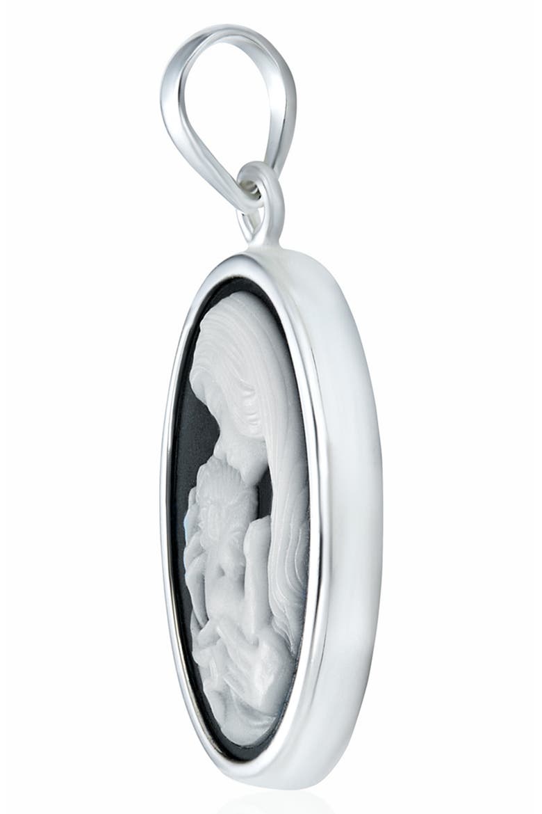 Sterling Silver Mother & Child Cameo Pendant Necklace, Alternate, color, BLACK