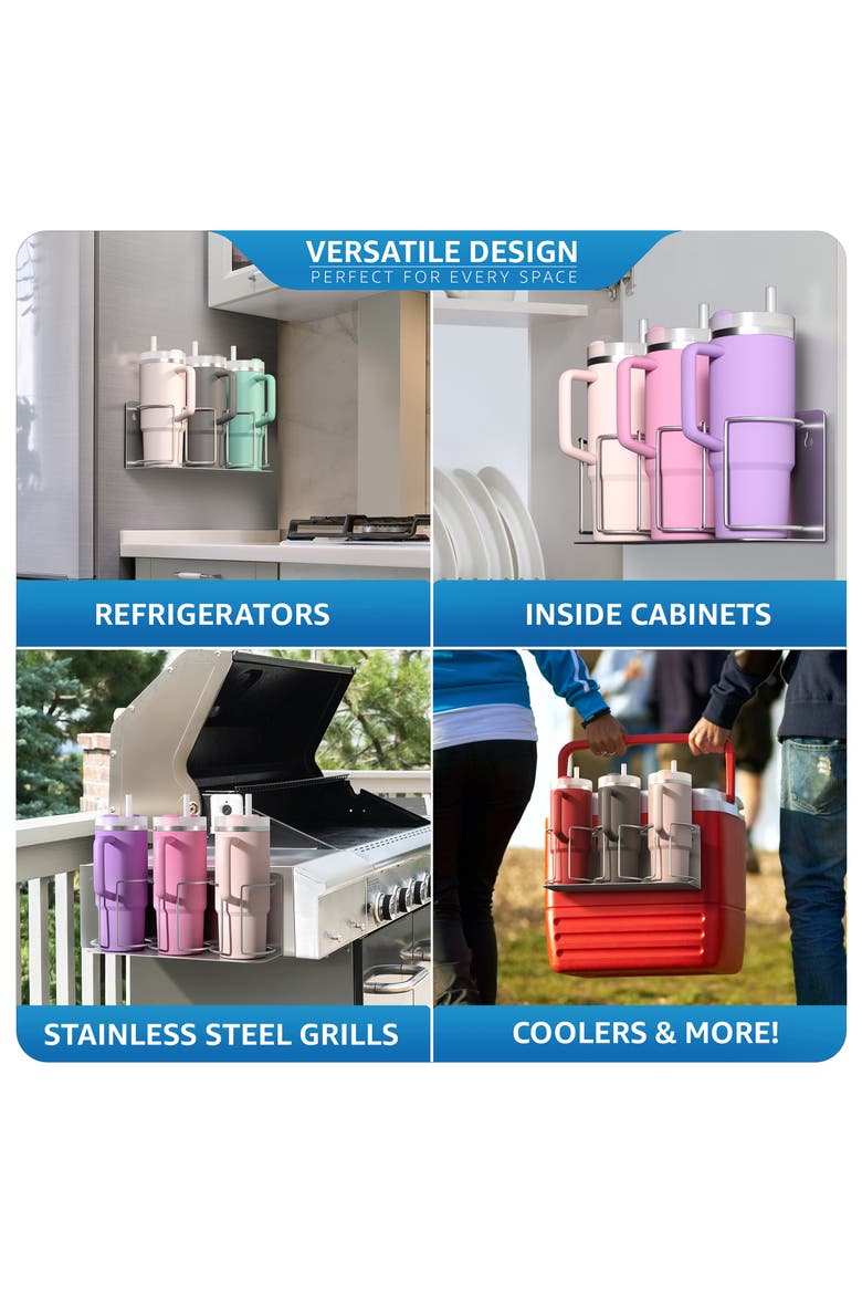 Set of 2 Storage Cup Holder Organizers, Alternate, color, SILVER