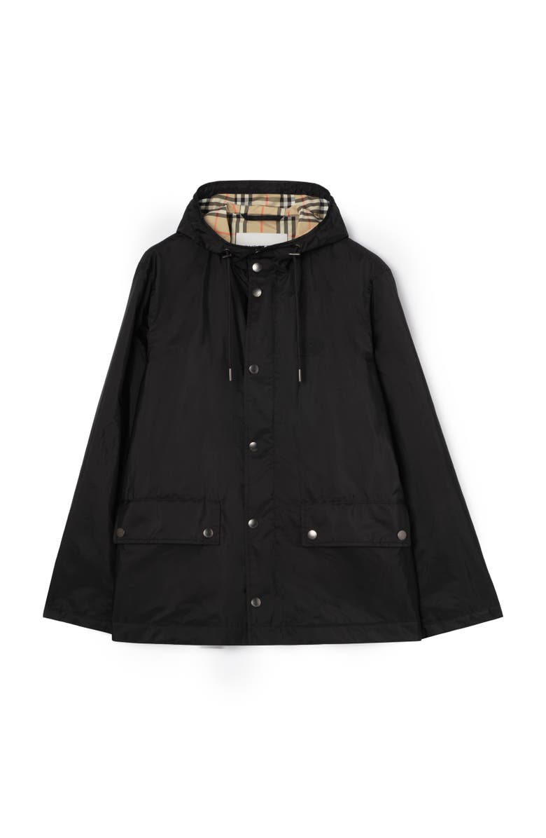 Burberry Nylon Pembrey Hooded Jacket, Alternate, color, Black