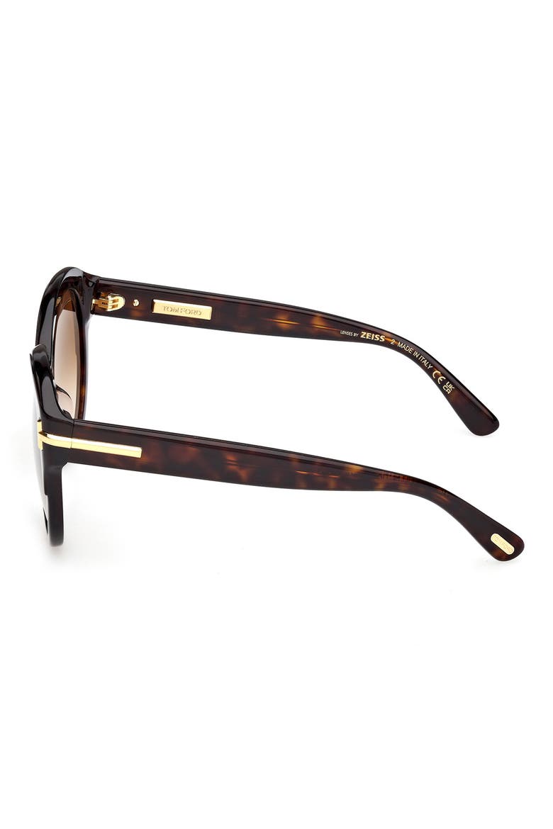 Icon 57mm Gradient Round Sunglasses, Alternate, color, SHINY DARK HAVANA BEVELED