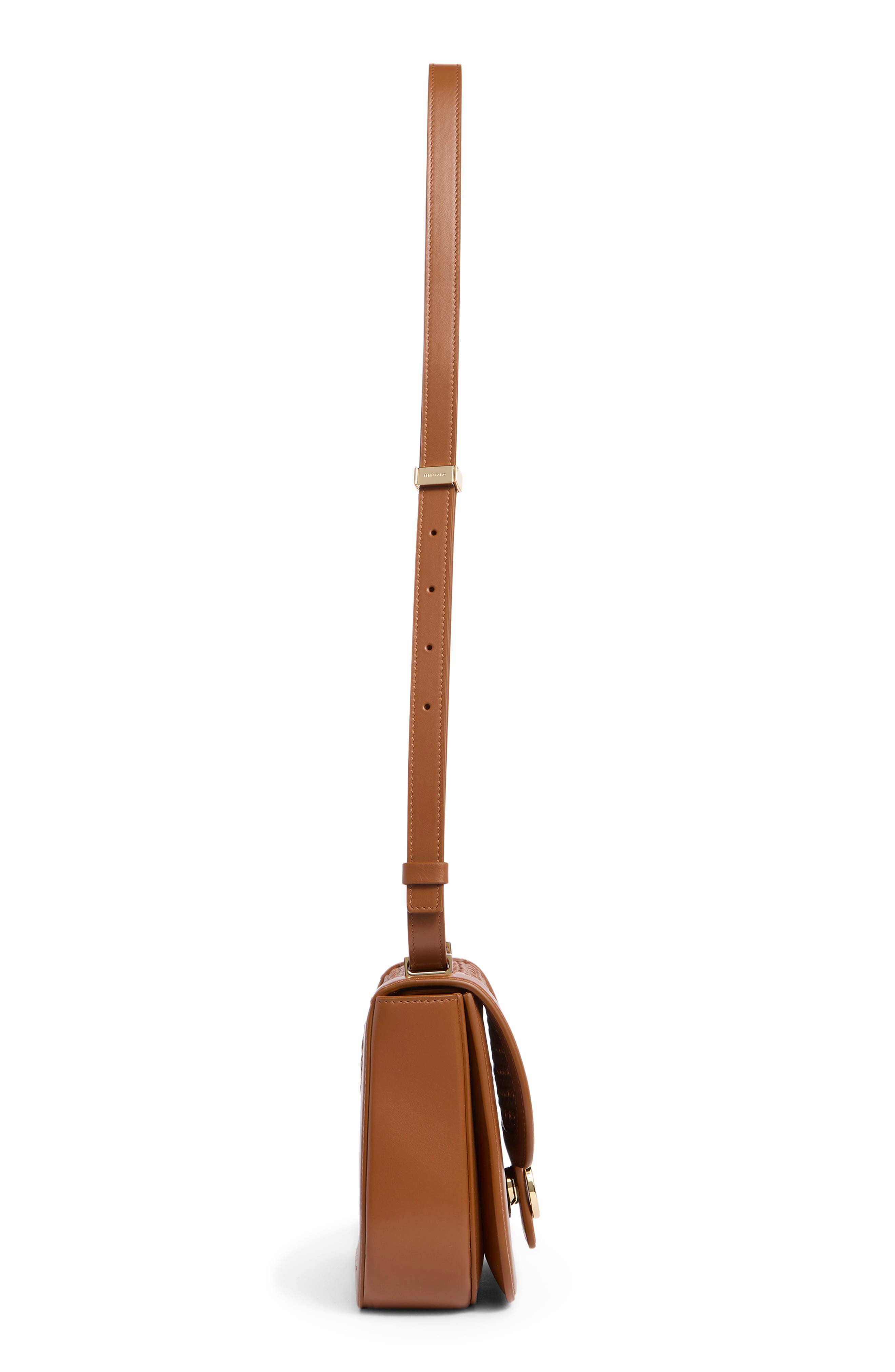Double Gancini Woven Leather Crossbody Bag, Alternate, color, NATURALE RUST