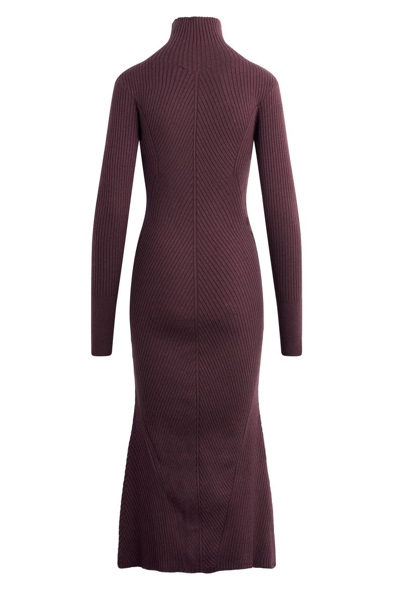 Be Your Girl Long Sleeve Merino Wool Blend Rib Sweater Dress, Alternate, color, BURGUNDY DAHLIA