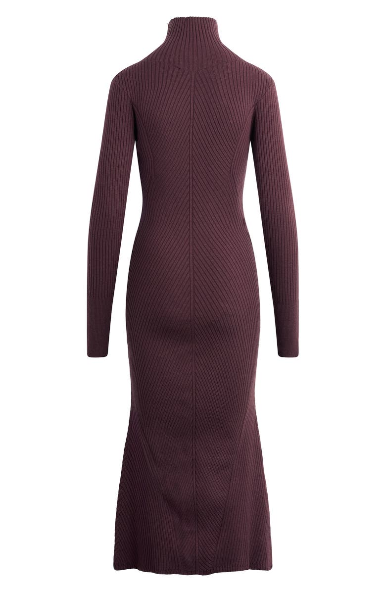 Favorite Daughter Be Your Girl Long Sleeve Merino Wool Blend Rib Sweater Dress, Alternate, color, Burgundy Dahlia