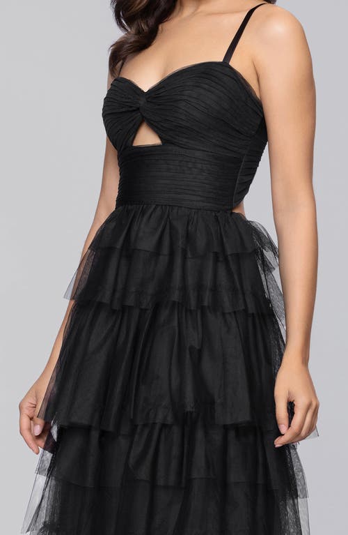 Blondie Nites Tiered Ruffle Tulle Gown In Black