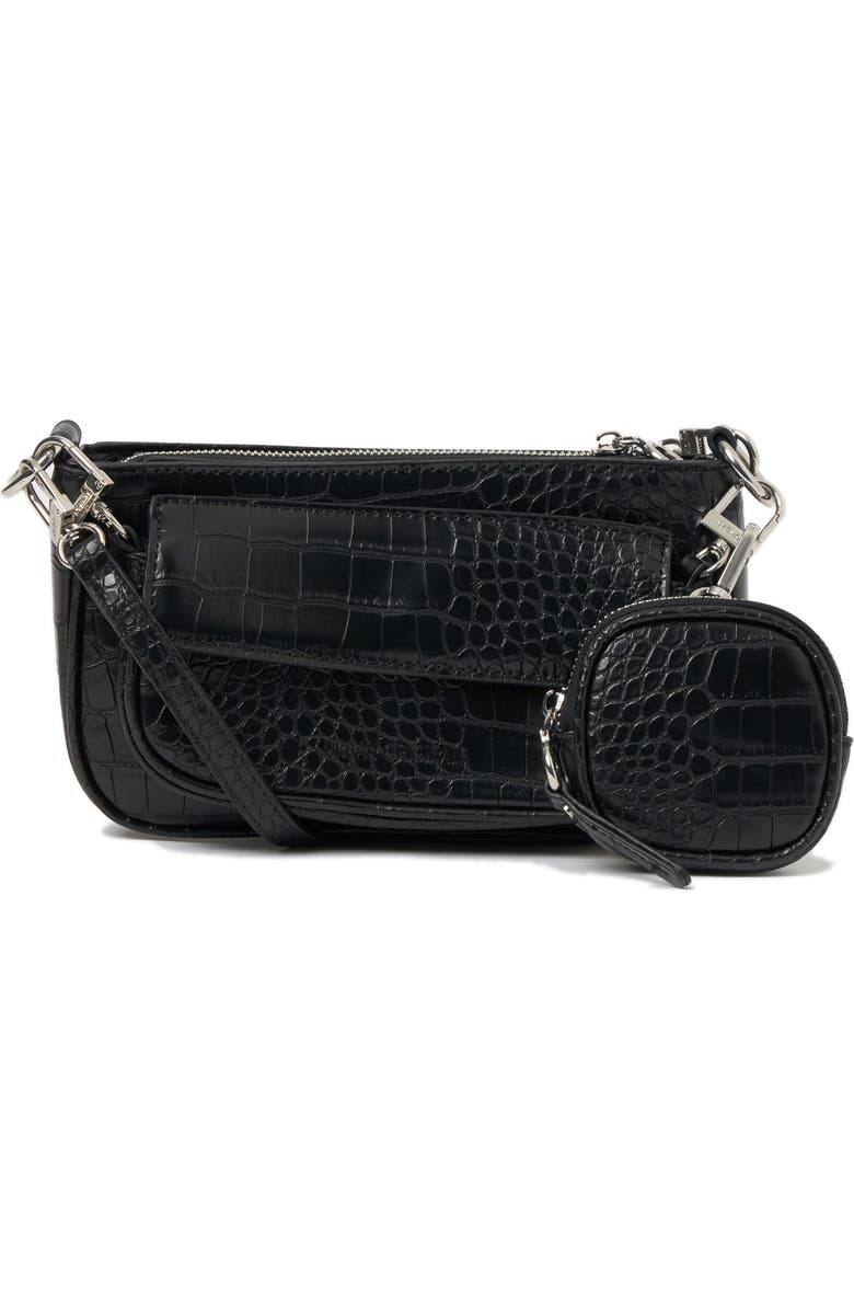 Urban Originals A Little Crazy Croc Shoulder Bag, Main, color, Black
