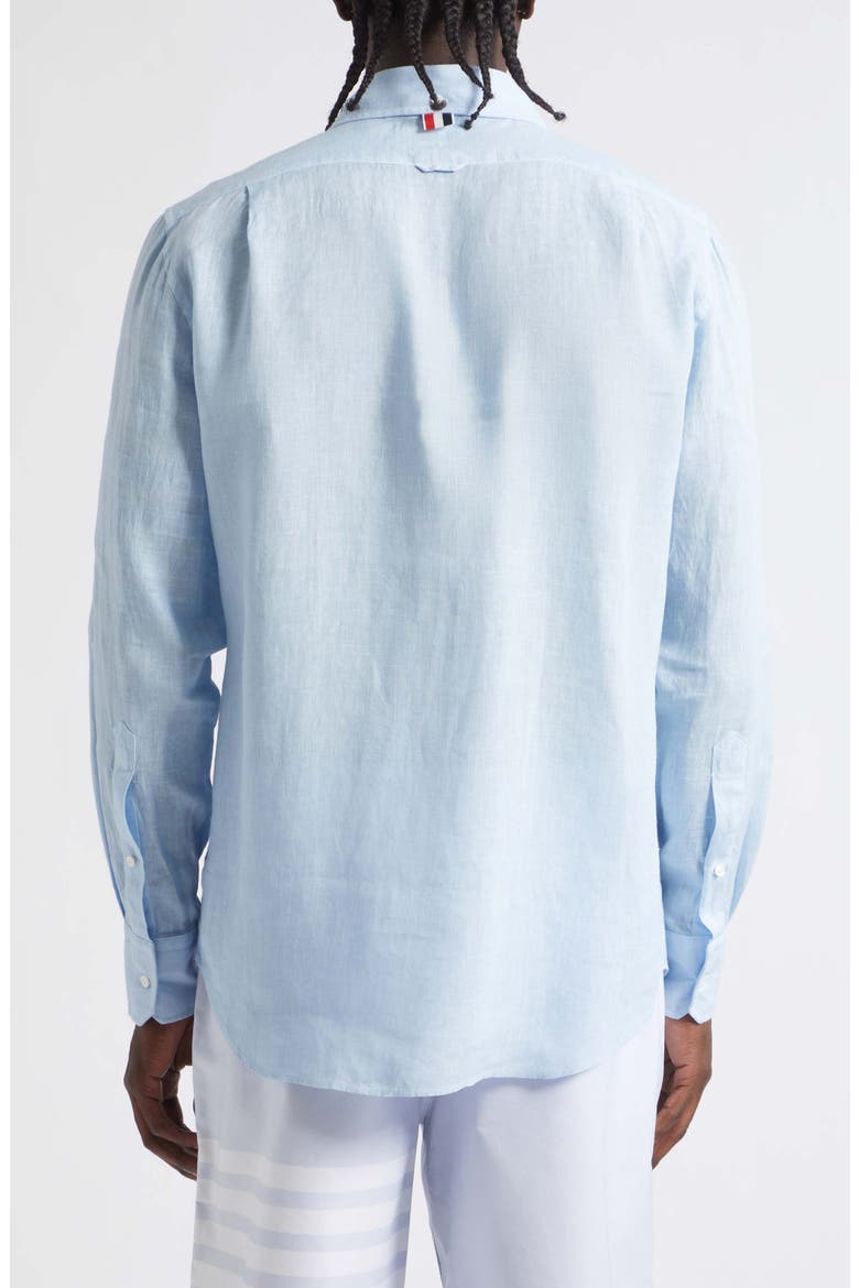 Straight Fit Garment Dye Linen Button-Down Shirt, Alternate, color, LIGHT BLUE