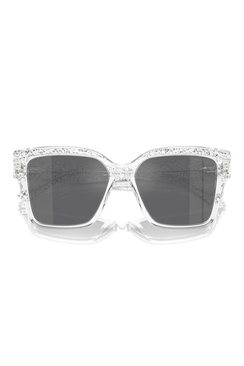 55mm Pillow Sunglasses, Alternate, color, CRYSTAL / GLITTER / GREY