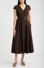 ZOE AND CLAIRE Dot Belted Midi Dress
