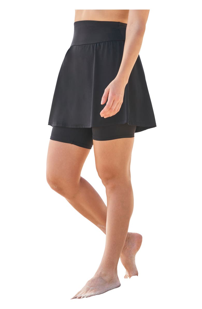 Swim 365 360° Powermesh High-Waist Swim Skirt with Tummy Control, Main, color, Black