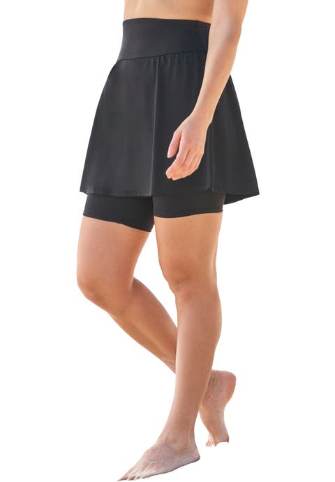 360° Powermesh High-Waist Swim Skirt with Tummy Control