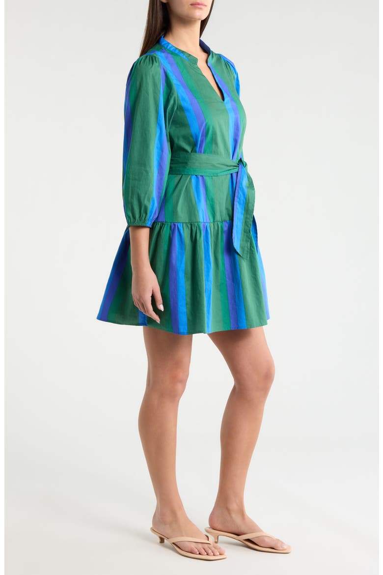 Dolary Stripe Leola Mini Shirtdress, Alternate, color, EMERALD-BLUES
