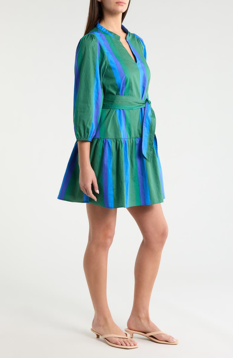 SUGARLIPS Dolary Stripe Leola Mini Shirtdress, Alternate, color, Emerald-Blues