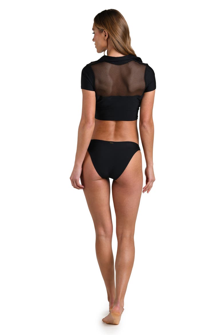 Anastasi Mesh Inset Polo Bikini Top, Alternate, color, BLACK