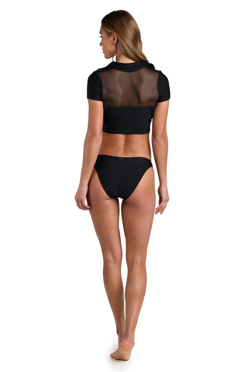 L'AGENCE Anastasi Mesh Inset Polo Bikini Top, Alternate, color, Black