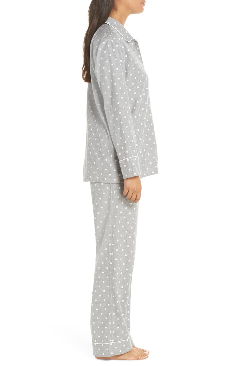 Flannel Pajamas (Nordstrom Exclusive), Alternate, color, SNOW DOT GREY IVORY