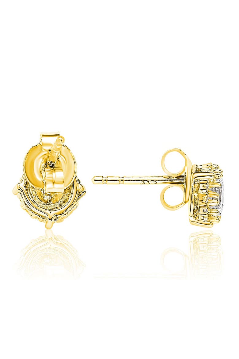 Gold Sterling Silver Cubic Zirconia Stud Earrings, Alternate, color, WHITE