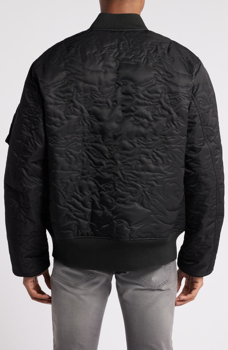 Alpha Industries Camo Quilted Flight Jacket, Alternate, color, Black