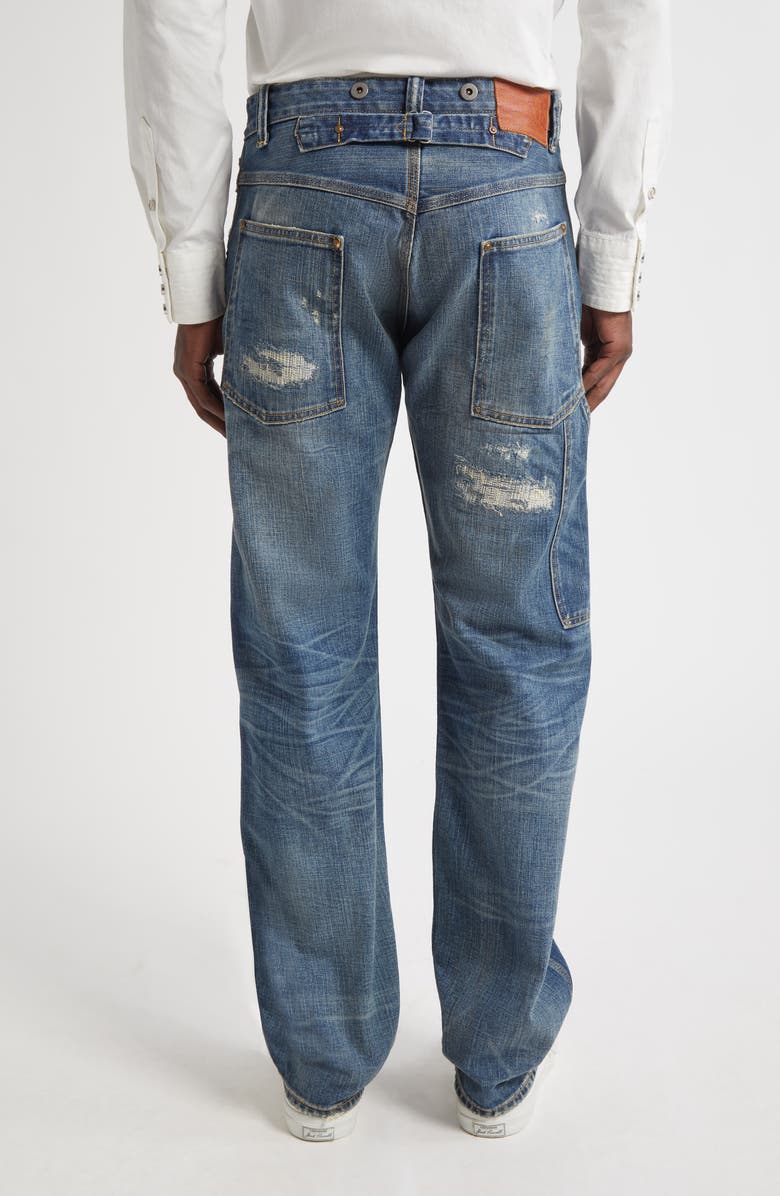 Double RL Straight Fit Distressed Carpenter Jeans, Alternate, color, Brayton Wash